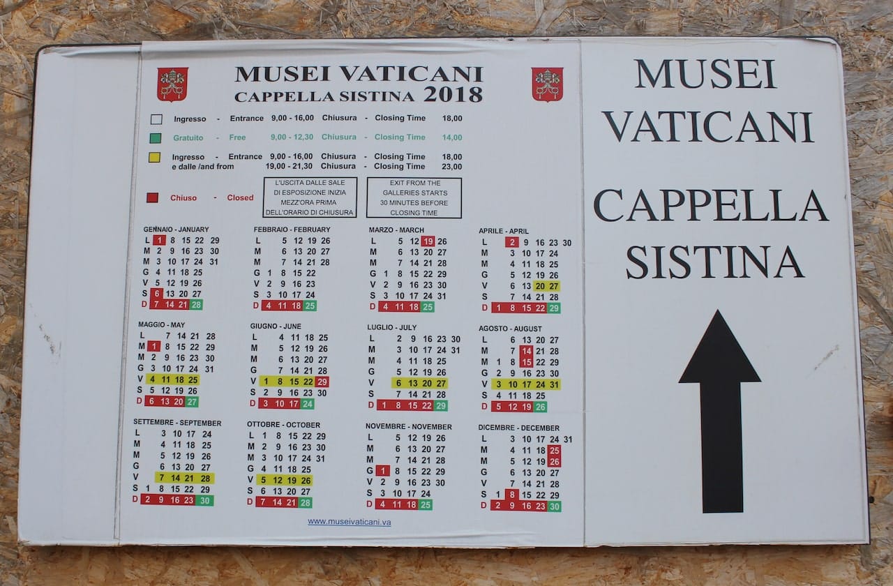 best time to visit the Vatican opening hours