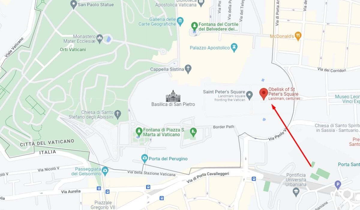 Vatican Obelisk map